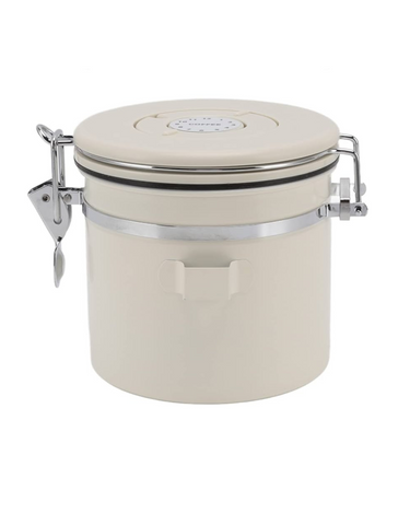 Coffee Storage Canister 1.2L airtight CO2 release valve for optimal freshness- black / white